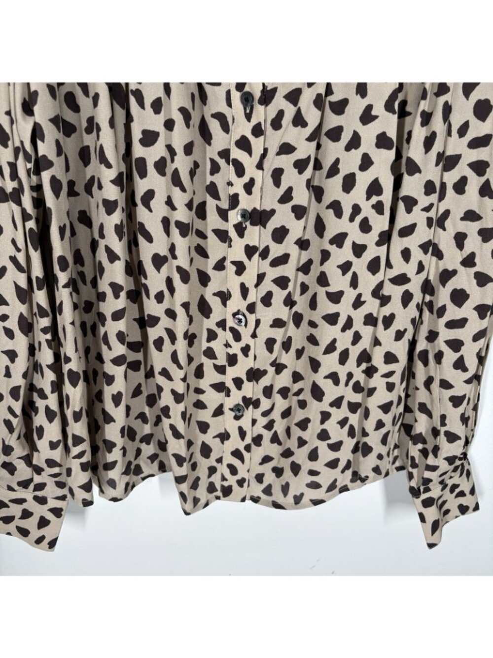 Thakoon Women M AL Beige Combo Long Sleeve Animal Printed Smocked Top NWT - Picture 5 of 15